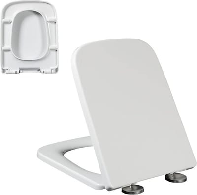 Vierkante Toiletbril - Toiletzitting Soft Close - Badkamer Vernieuwen - Snelsluiting Reiniging - Verstelbaar - Wit