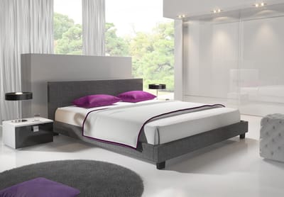 Meubella - Tweepersoonsbed George - Grijs - Stof - 140x200 cm