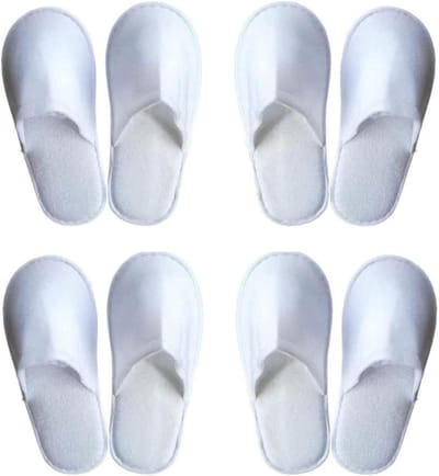 Badstofslippers voor dames en heren - Set van 4 paar voor thuis, spa, hotel en reizen€€€€.