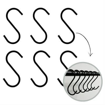 Hoya living - S haken Zwart - 6 stuks - 9,5cm (middelgroot) - ophanghaken - kapstokhaken - S haakjes
