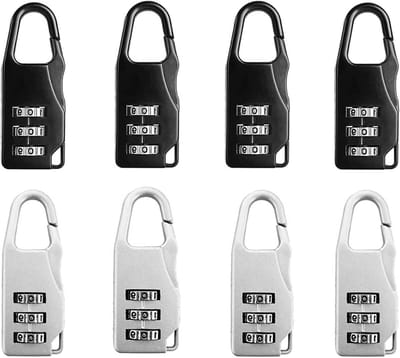 Set van 8 Combinatiesloten, Mini Hangslot, 3-Cijferig Combinatieslot voor Reisbagage, Rugzakken en Koffers, Veiligheid en Bescherming