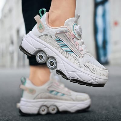 Patins à roulettes déformables pour adultes, garçons et filles, étudiants, rétractables, invisibles, à quatre roues, à double rangée, chaussures de course neuves 35