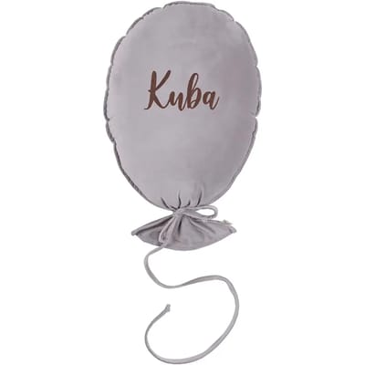 Gepersonaliseerd deluxe zilvergrijs balonikussen Malomi Kids