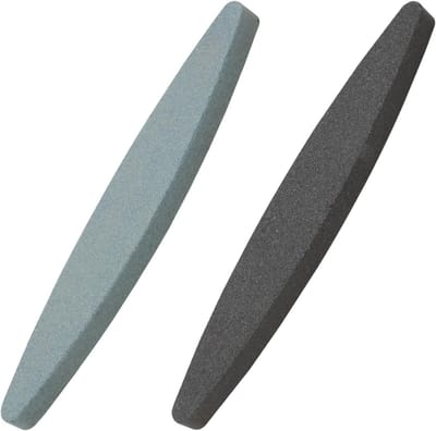 Set van 2 slijpstenen met korrelgrootte 180 en 240 voor het slijpen van tuinscharen, bijlen en grasmaaierbladen met siliconencarbide en aluminiumoxide