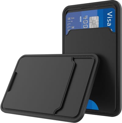 Universele Pasjeshouder voor Mobiele Telefoonhoesje - TPU Cardslot for Mobile Phone Case - Zwart - Smartphonica