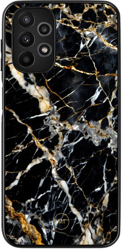 Hoesje geschikt voor Samsung Galaxy A13 4G - Black marble elegance - TPU Hard Case Backcover - Zwart - Mooie Telefoonhoesjes