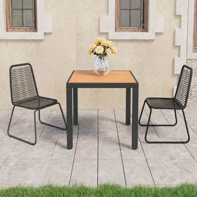 vidaXL - 3-delige - Tuinset - PVC-rattan - zwart - en - bruin