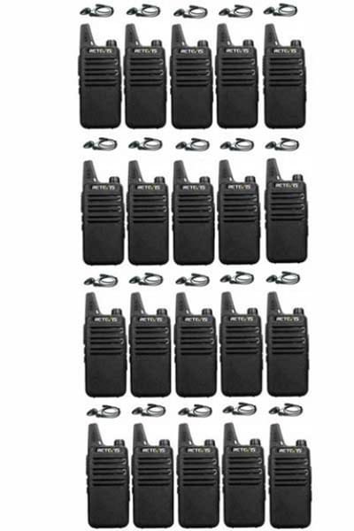Set van 20 Retevis RT622 vergunning vrije UHF mini portofoons met D-shape oortje