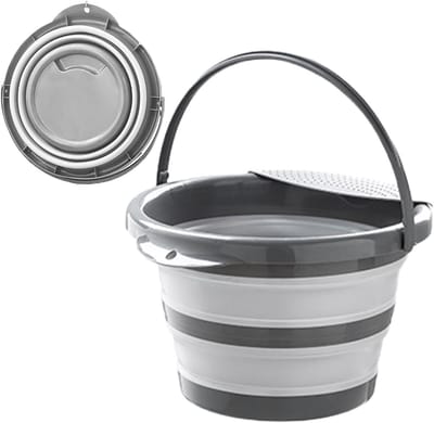 ByShane - Opvouwbare Silicone Emmer 4 liter - Kamperen, Vissen, Schoonmaken - Grijs
