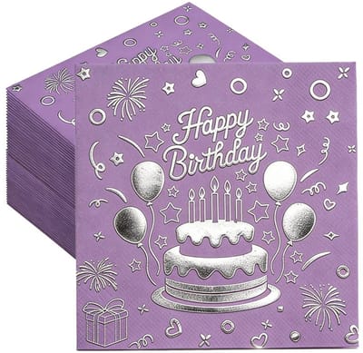 Dailygoods- Servetten 60 stuks - Papieren Servetten - Verjaardagsdecoratie - Tafeldecoratie - 33 x 33 cm - Happy Birthday Thema - Feestservetten