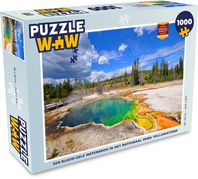 Puzzel Een blauw-gele waterbron in het Nationaal park Yellowstone - Legpuzzel - Puzzel 1000 stukjes volwassenen