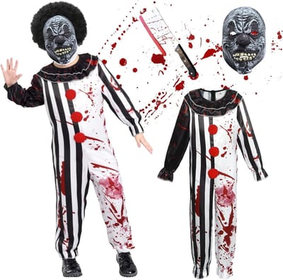 Angstaanjagend clown kostuum voor Halloween, perfect voor kostuumfeesten en griezelige evenementen