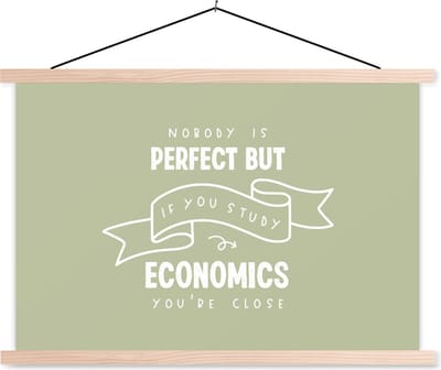 Posterhanger incl. Poster 90x60 cm - Schoolplaat - Economie - Quotes - Studeren - Studenten - Textielposter - Blanke latten