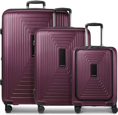 Redolz Essentials 14 4 wielen Kofferset 3-delig met uitbreidingsplooi - Harde bagage - TSA slot - aubergine metallic