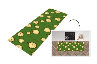 Keukenloper - Loper keuken - Londen - Vintage - Klok - Patroon - 150x50 cm - Keukenloper vinyl