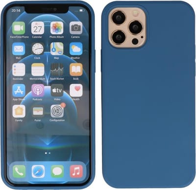 Hoesje Geschikt voor iPhone 12 Pro Max - 2.0mm Dikke Fashion Telefoonhoesje Backcover - Siliconen Hoesje - Navy