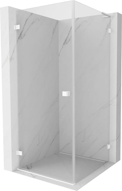 Mexen Lunar-B L douchecabine scharnierend links 80 x 80 , transparant, wit - 832L-080-080-20-00-L
