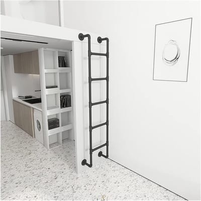 Wandladder - Stapelbed ladder - Veilig toegang - Stevig smeedijzer - 45cm stapbreedte - Zwart