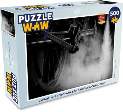 Puzzel Zwart-wit foto van een stoomtrein - Legpuzzel - Puzzel 500 stukjes