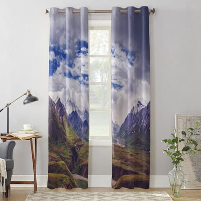 Slaapkamer Keukengordijn Alaska Bergen Landschap Raamgordijnen Gordijnen voor Woonkamer Decoratieve Items 135W x 60H(cm) x1