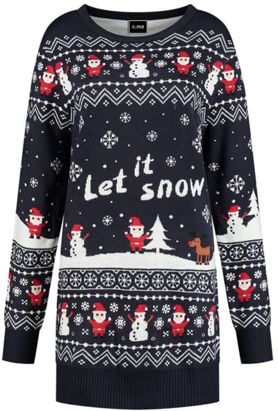Kersttrui Jurk "Let it Snow" - Blauw - Maat L