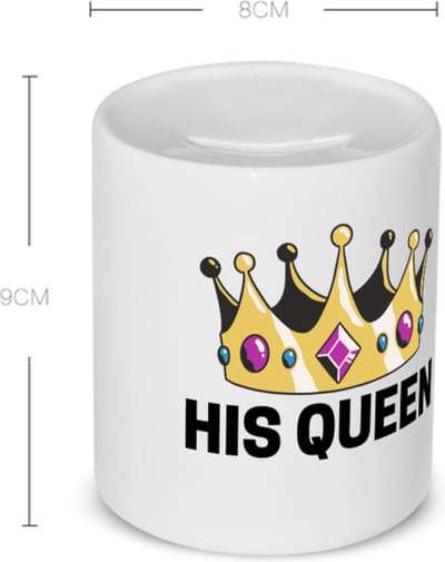 Akyol - his queen Spaarpot - Koningin - iemand die zich voelt als een koningin - valentijnsdag - verjaardag - cadeautje voor vriendin - kado - geschenk - 350 ML inhoud