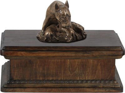 Elegante urn voor hondenas met Bull Terrier beeldje