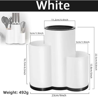 Porte-couteaux Multifonctionnel Support à Ustensiles et Boîte de Rangement avec égouttoir pour Couverts Cuillères et Fourchettes