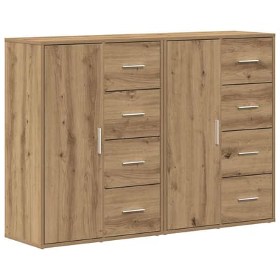vidaXL - Dressoir - 2 - st - Artisan - Eiken - 60 - x - 31 - x - 84 - cm - Bewerkt - hout