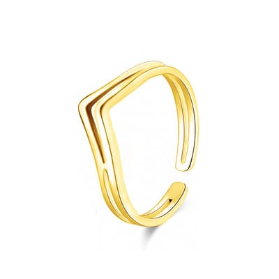 - Chirurgisch stalen teenring, goudkleurig met V-vorm
