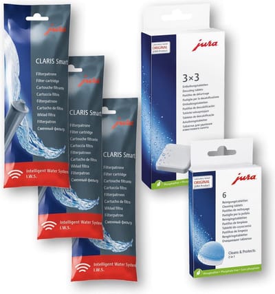 3X Jura Smart waterfilter IWS 71793 + 1x jura ontkalkingstabletten + 1x jura reinigingstabletten