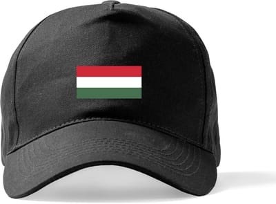 Zwarte Pet Beechfield met Wereldvlaggen, land Hongarije klittenbandsluiting