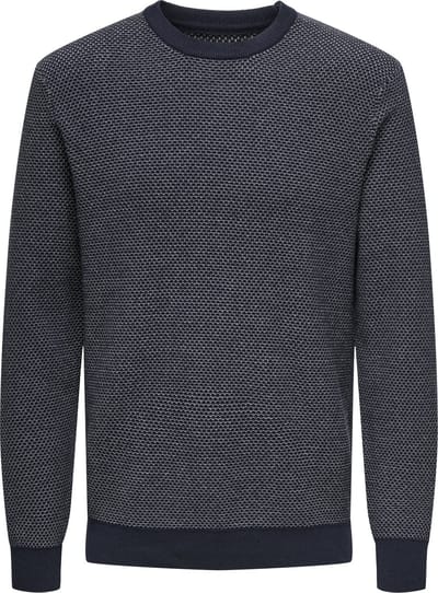 Only & Sons Trui Onsmorgan 12 Structure Crew Knit No 22033297 Navy Blazer/ Cloud Dancer Mannen Maat - XL