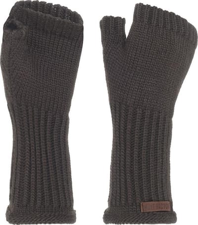 Knit Factory Cleo Gebreide Dames Vingerloze Handschoenen - Handschoenen voor in de herfst & winter - Bruine handschoenen - Polswarmers - Taupe - One Size