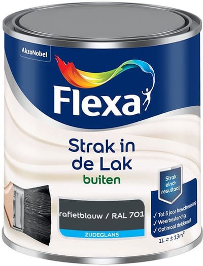 Flexa - Strak In De Lak Buitenlak Zijdeglans - Grafietblauw / Ral 7016 - Mengverf - 1 L