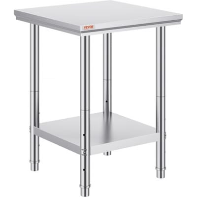 VEVOR RVS werktafel 60cm x 60cm Voedselbereiding voor maaltijdvoorbereiding, naaien, wassen, knutselen, gebruik in de garage, enz.