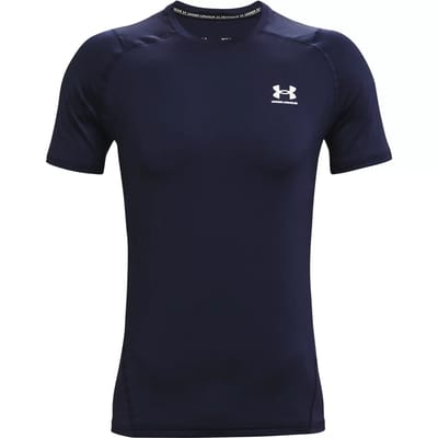 Under Armour UA HG Armour Fitted SS-BLU Heren Sportshirt - Midnight Navy - Wit