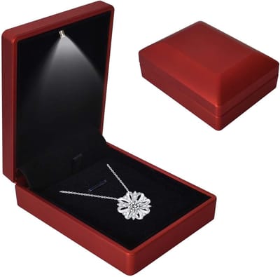 Elegante LED Licht Hangende Sieradenbox van Velvet - Perfect als Geschenk voor Verloving, Bruiloft of Verjaardag (Rood)