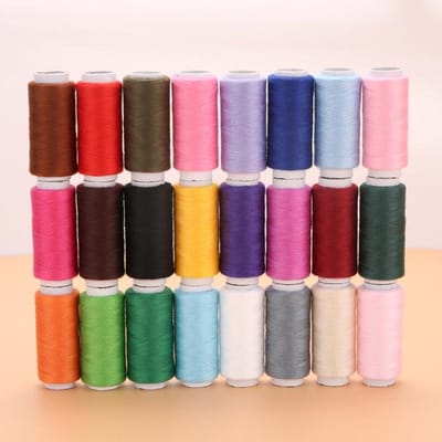 24 Kleuren Naaigaren 100 Polyester Garen Naaigaren Rol Machine Handborduren Elke Spoel Voor Thuis Naaiset