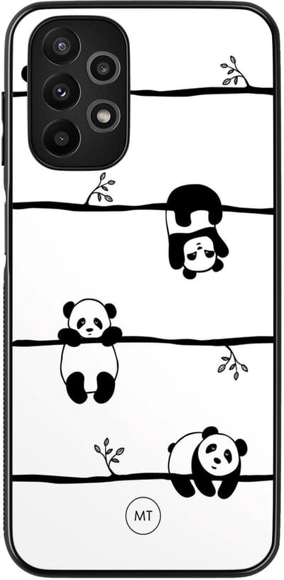 Hoesje geschikt voor Samsung Galaxy A13 4G - Panda - TPU Hard Case Backcover - Zwart, Wit - Mooie Telefoonhoesjes