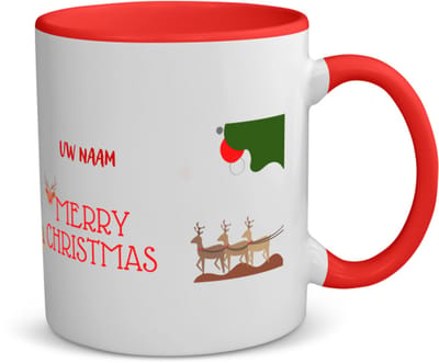 Akyol - kerst merry christmas met eigen naam koffiemok - theemok - rood - Kerstmis - kerst beker - winter - kerst - christmas - kerst cadeau - 350 ML inhoud