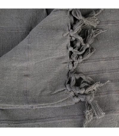Atmosphera bedsprei / deken / plaid - donkergrijs - katoen - 220 x 160 cm - geknoopt