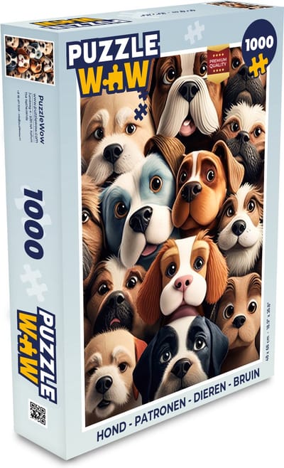 Puzzel Hond - Patronen - Dieren - Bruin - Meisje - Jongen - Legpuzzel - Puzzel 1000 stukjes volwassenen