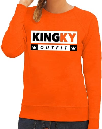 Oranje Kingky outfit trui - Sweater voor dames - Koningsdag kleding XS