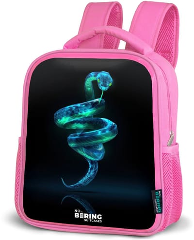 NoBoringSuitcases.com® - Rugzak roze - Schooltas meisjes - Digitale slang in spiraalvorm - Kinder rugtas meisje - Boekentas kind - Kinderrugzak voor school - Schoolrugzak
