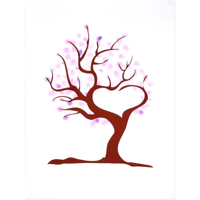 Vingerafdruk / Duimafdruk Boom Canvas Persoonlijke Bruiloft Gast Handtekening Met Inkt(6# Pauw)