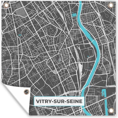 Tuin poster Frankrijk - Plattegrond - Stadskaart - Kaart - Vitry-sur-Seine - 200x200 cm - Tuindoek