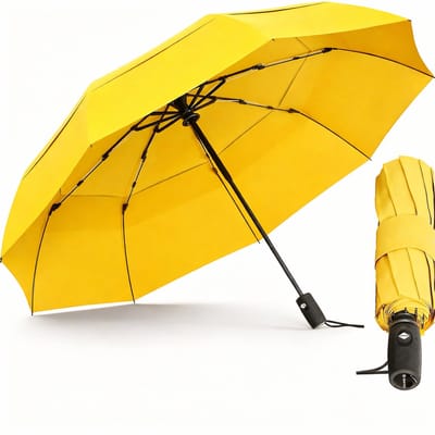 BOTC Stormparaplu Opvouwbaar met Beschermhoes - UV-bescherming - 100CM - Grote Paraplu - Automatisch Uitklapbaar - Geel