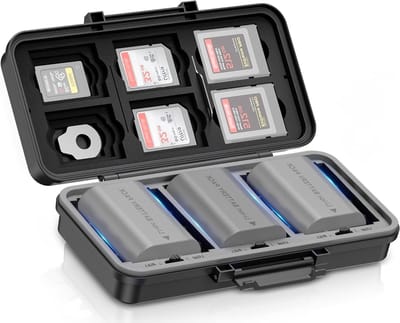 Geavanceerde 2-in-1 Geheugenkaart- en Batterijcase voor Camera, Compact en Modern Ontwerp, Ideaal voor Fotografie en Reizen
