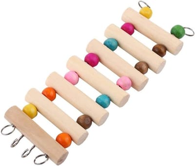 Hangbrug Ladder voor Hamster, Vogel, Knaagdier, 3 Maten, Kooi Speelgoed Decoratie, M (7 Treden), 18cm Hoog, 6cm Breed